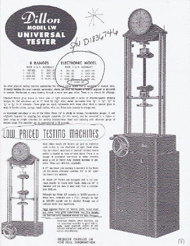 Dillon LW Universal Tensile Tester, Machine ID: 4529
